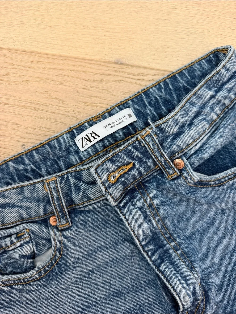 Zara High-Rise Straight Jeans in Medium Blue Wash
